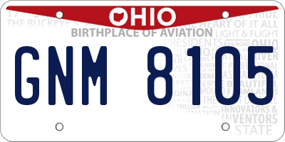 OH license plate GNM8105