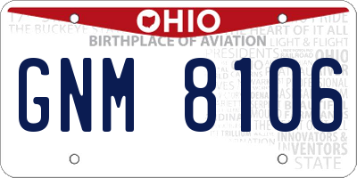OH license plate GNM8106
