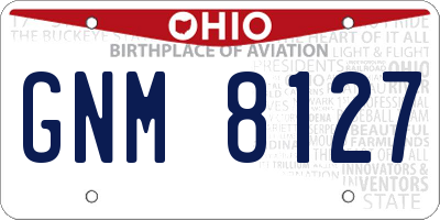 OH license plate GNM8127