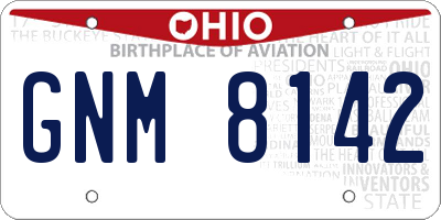 OH license plate GNM8142