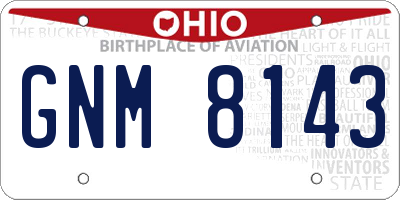 OH license plate GNM8143
