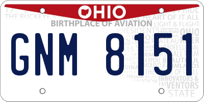 OH license plate GNM8151