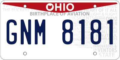 OH license plate GNM8181
