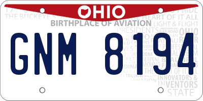 OH license plate GNM8194