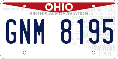 OH license plate GNM8195