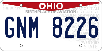 OH license plate GNM8226