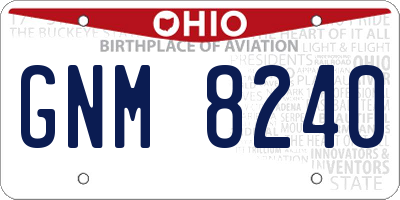 OH license plate GNM8240