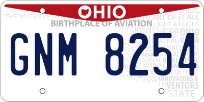 OH license plate GNM8254