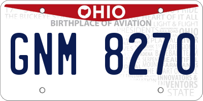 OH license plate GNM8270