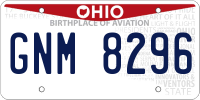 OH license plate GNM8296