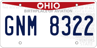 OH license plate GNM8322