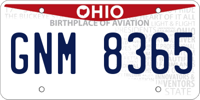 OH license plate GNM8365