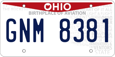 OH license plate GNM8381