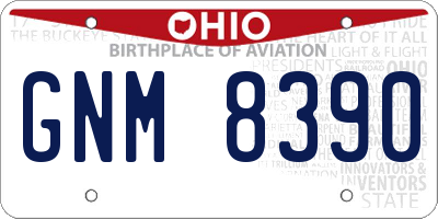 OH license plate GNM8390