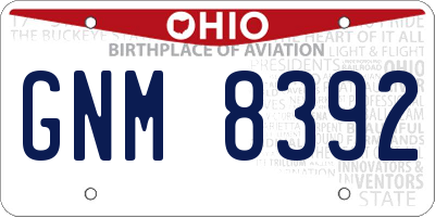 OH license plate GNM8392