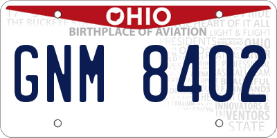 OH license plate GNM8402
