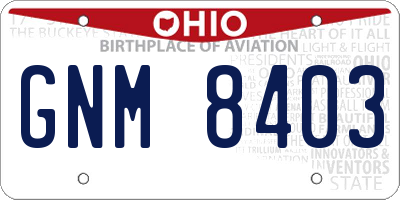 OH license plate GNM8403
