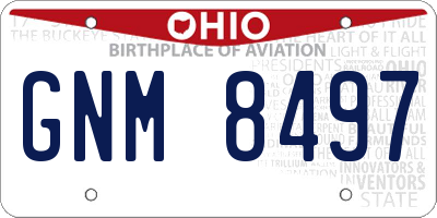 OH license plate GNM8497