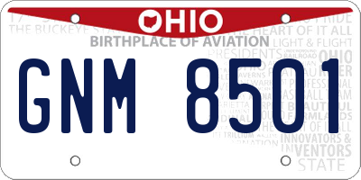 OH license plate GNM8501
