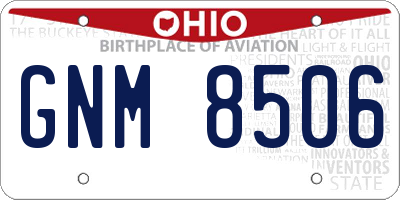 OH license plate GNM8506