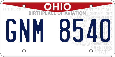 OH license plate GNM8540