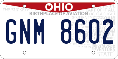 OH license plate GNM8602