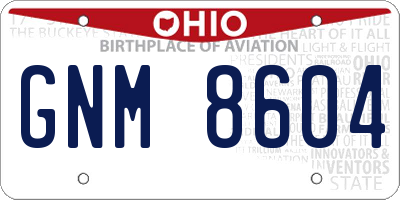 OH license plate GNM8604