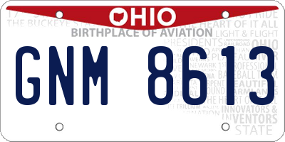 OH license plate GNM8613