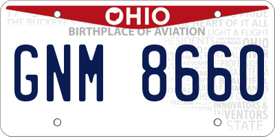 OH license plate GNM8660