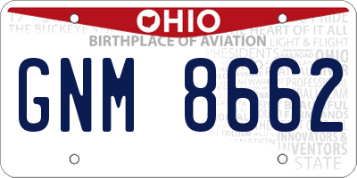 OH license plate GNM8662