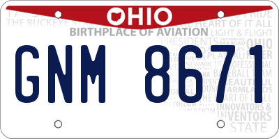 OH license plate GNM8671
