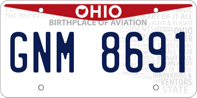 OH license plate GNM8691