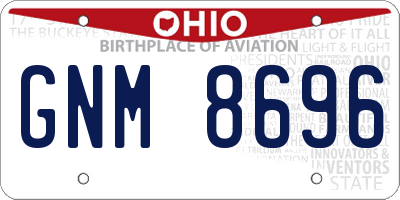 OH license plate GNM8696