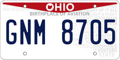 OH license plate GNM8705