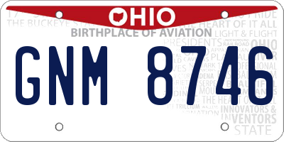 OH license plate GNM8746