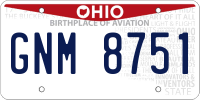 OH license plate GNM8751