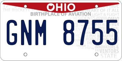 OH license plate GNM8755
