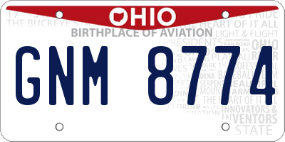 OH license plate GNM8774