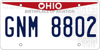 OH license plate GNM8802