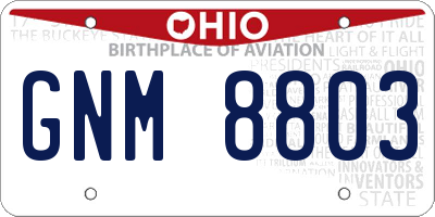 OH license plate GNM8803
