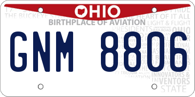 OH license plate GNM8806