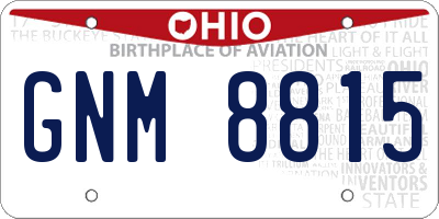 OH license plate GNM8815