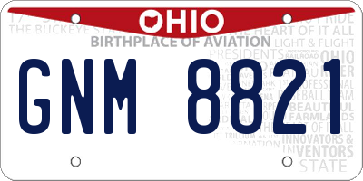 OH license plate GNM8821