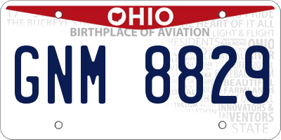 OH license plate GNM8829