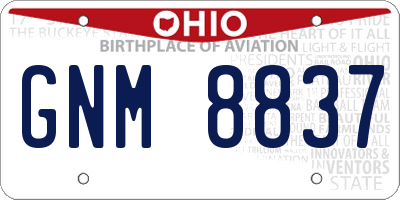 OH license plate GNM8837