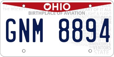 OH license plate GNM8894