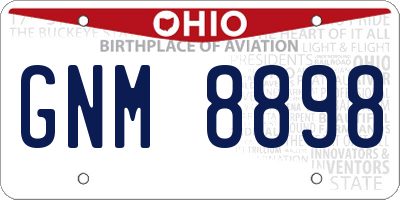 OH license plate GNM8898