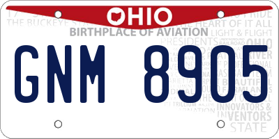OH license plate GNM8905