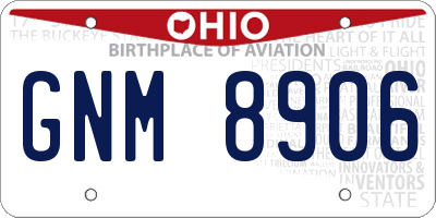 OH license plate GNM8906