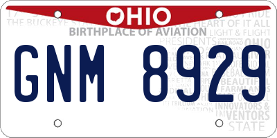 OH license plate GNM8929